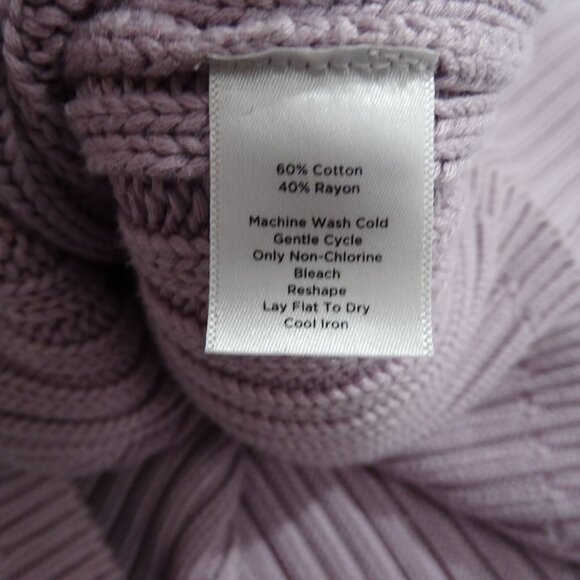 Talbots Ribbed Mock Neck Purple Knit Sweater Women Size L Button Accent Chunky - Picture 5 of 8